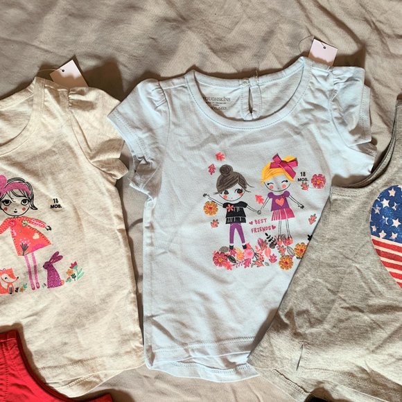 GIRLS - 5pc lot sz 18m NWT TOUGHSKINS tanks, short sleeve shirts, skort shorts - Picture 4 of 5